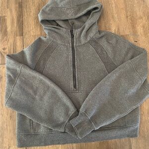 Dark grey cropped scuba half zip